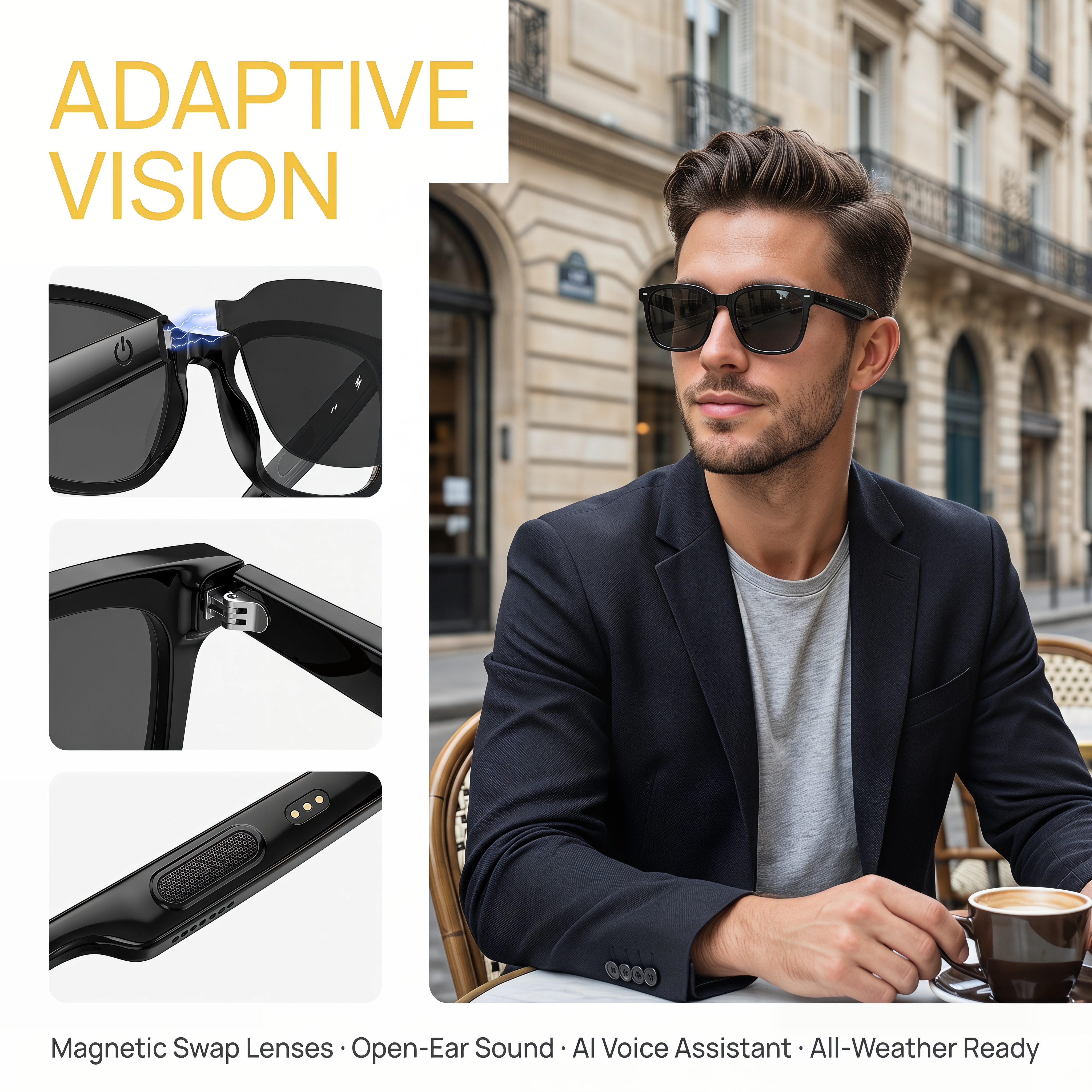 AI Open-Ear Bluetooth Glasses  - Outdoor Sport Bag ulasan dan harga