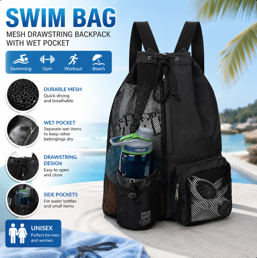 Drawstring Beach Storage Bag M - Outdoor Sport Bag ulasan dan harga
