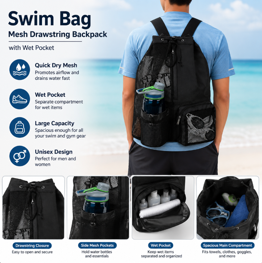 Drawstring Beach Storage Bag M - Outdoor Sport Bag ulasan dan harga