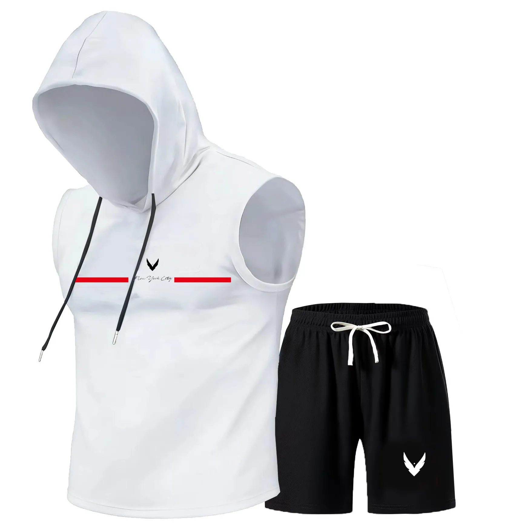 Men's hooded vest set sleevele - Outdoor Sports Leisure ulasan dan harga