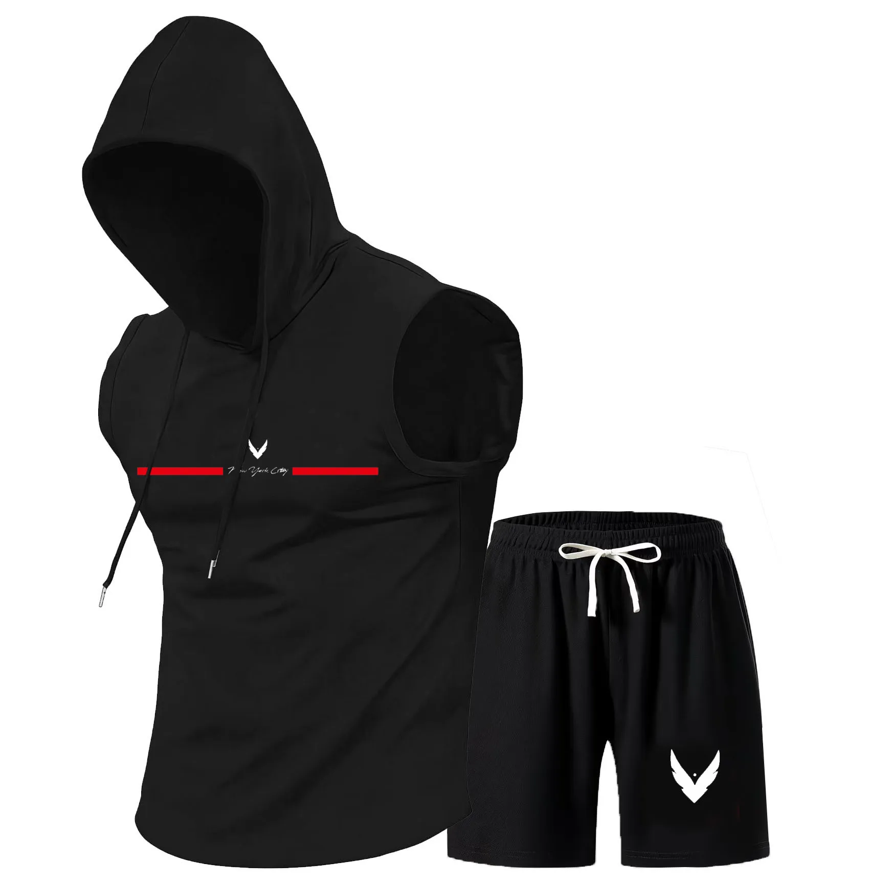 Men's hooded vest set sleevele - Outdoor Sports Leisure ulasan dan harga