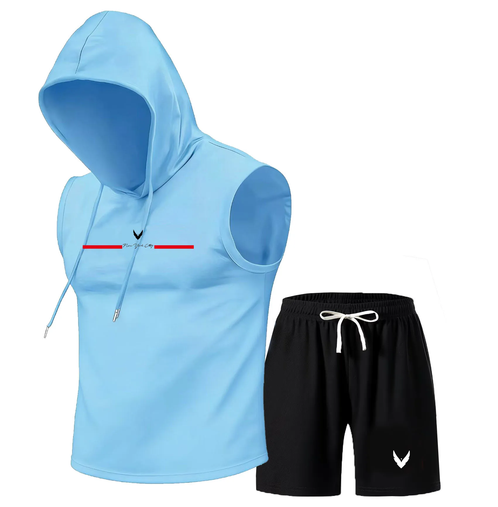 Men's hooded vest set sleevele - Outdoor Sports Leisure ulasan dan harga